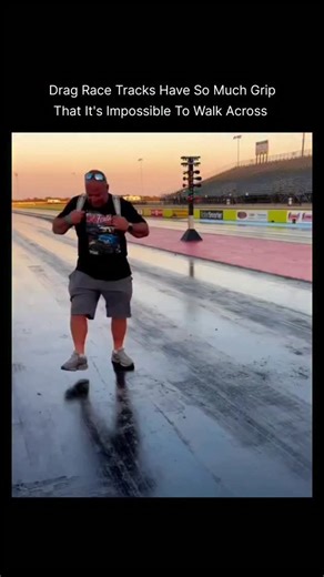 Entertainment | Tech | News on Instagram: "You might think the track surface is just concrete, but a drag strip’s unrivaled stickiness is an engineered marvel that defines the sport. The secret is the application of a polymer resin called VHT Trackbite, essentially a powerful, highly viscous glue that creates a high-friction surface. This sticky layer, combined with soft, deposited rubber from repeated runs, allows tires to achieve an optimal coefficient of friction, minimizing spin and maximizi