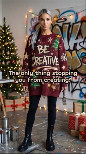 I don’t make graffiti art. I just think it’s cool to look at 🎨 This sweater is literally everything I find fascinating but never thought I could create: → Graffiti (love watching it, never tried it) → Drawing (I do this a lot, but never show anyone: too self-critical) → knitting (close to my heart) 🧶 → “BE CREATIVE” (something I’m still learning to give myself permission for) Here’s the thing I’m realizing: I’ve spent so long thinking “I’m not good enough to share” that I forgot creating isn’t