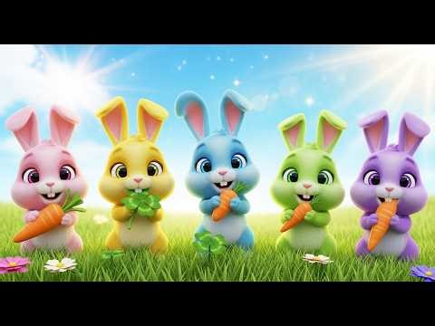 Five Little Baby Rabbits Nibble Nibble Nibble | Cute Animal Counting Song for Kids