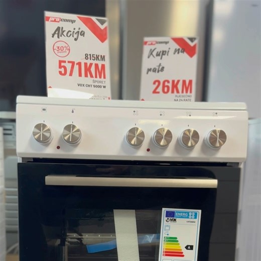 Pouzdan električni šporet za svakodnevnu upotrebu na AKCIJI!🔥 📍 Srpska mahala 45, Zenica 🚚 Besplatna dostava na području Zenice 🍳 VOX CHT 5000 W 👉 Cijena: 571 KM Kvalitet izrade i jednostavno rukovanje čine ovaj model idealnim za svaku kuhinju. Šporet nudi ravnomjerno pečenje, praktične ringle i funkcionalnu rernu, uz stabilan rad i lako održavanje. Odličan izbor za porodice koje traže dobar odnos cijene i kvaliteta od brenda VOX. ☎ 032 221 654 | 📲 Viber 061 202 061 💳 Kupovina na rate: ht