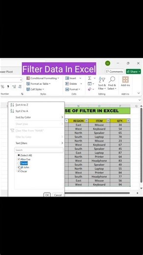 Filter In Excel ‪@TechTalksCS‬ #excel #trending #shorts #viral #youtubeshorts