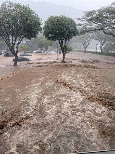 Manoa inundated as flash flooding turns streets into streams