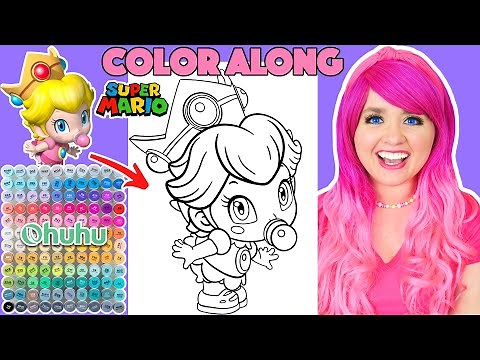 Color Baby Princess Peach from Super Mario With Me | COLOR ALONG WITH KIMMI