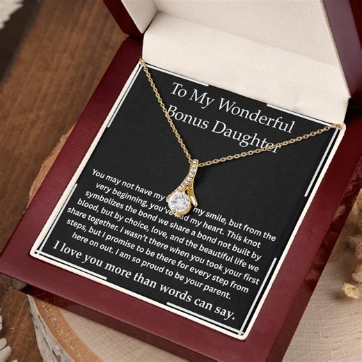 To My Bonus Daughter Gift Bonus Daughter Necklace From Step Mom or Step Dad Step Daughter Gift Blended Family Gift Birthday Gift on Wedding - Etsy