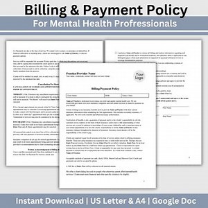 Billing Payment Form for Counseling Office, Editable Google Doc