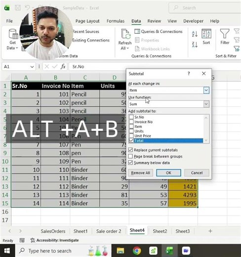 Sub Total #excel #exceltips #exceltricks#techcomputerhindi