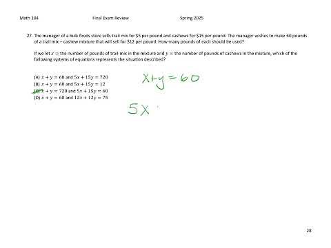 Math 104 final exam review problem 27