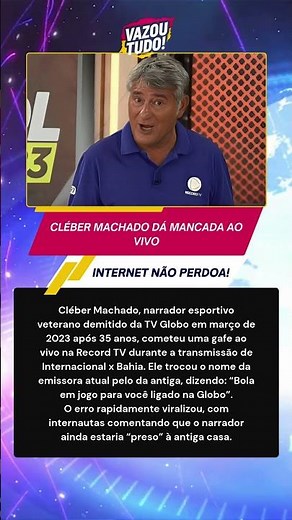 Cléber Machado dá mancada ao vivo