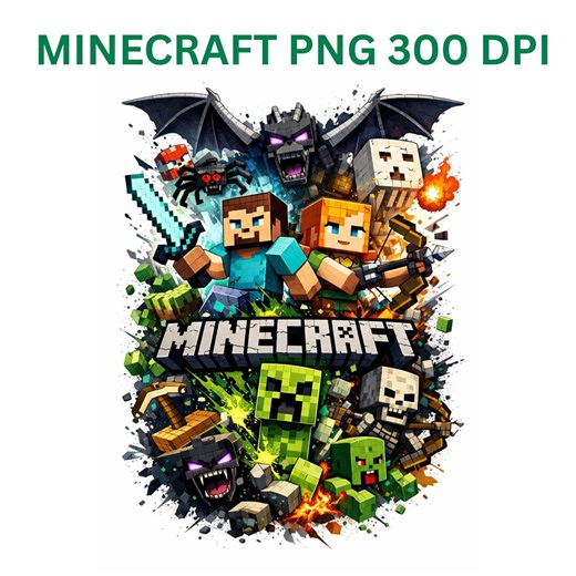 Minecraft T-shirt Design PNG, Gaming Sublimation Graphic, Creeper Steve Alex Clipart, Gamer Shirt Digital Download - Etsy UK