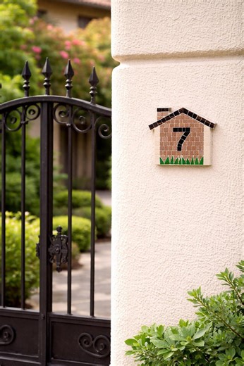 Custom Mosaic House Number Sign – Handmade Address Plaque, Outdoor Tile, Cottage Style - Etsy