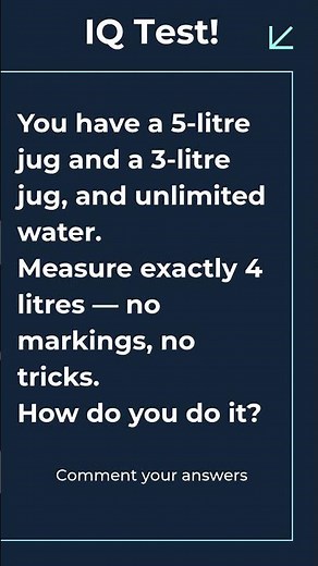 Can You Measure Exactly 4 Liters The Famous Water Jug Riddle! #shorts