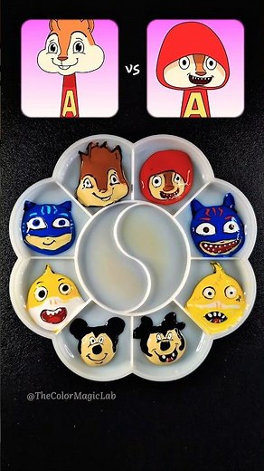 Color Mixing Battle: Normal 😃 vs Horror 😝 #colormixing #alvin #catboy #babyshark #mickeymouse