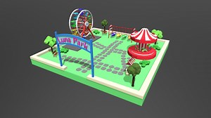 Low Poly Cartoon Luna Park Scene - Buy Royalty Free 3D model by chroma3d (@vendol21)
