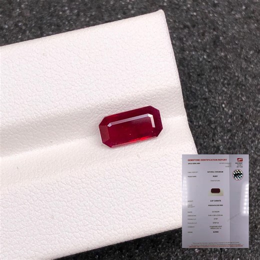 2.07 Ct Certified Pigeon Blood Red 100% Natural Mogok Ruby