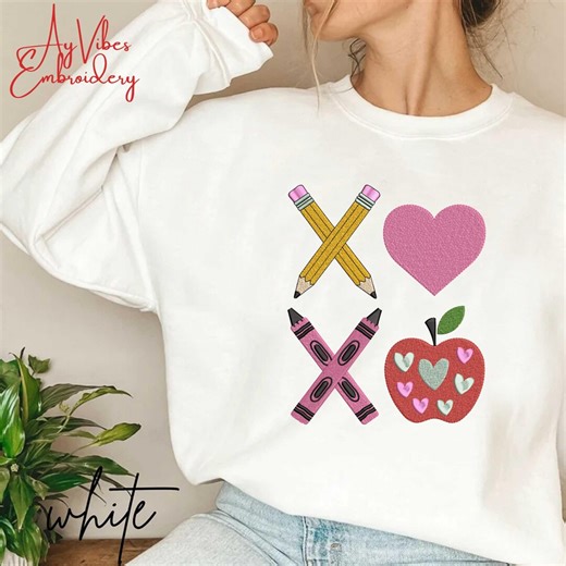 Teacher Pencil Embroidery Design, Teacher Life Machine Embroidery, Back to School Shirt, 5 Sizes, Teacher Appreciation, Embroidery File - Etsy