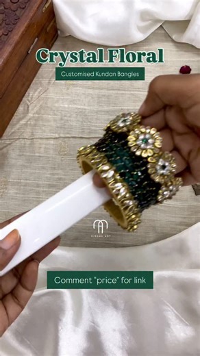 73K views · 528 reactions | Crystal Floral  Customised Kundan Bangles Shop at www.mirdhuart.com Search code: For customisation, WhatsApp us at 9944995943 Mirdhuart | Traditional Jewellery | Jewellery Reel | Bridal Jewellery | Ethnic Jewellery | Bridal Collections | Ethnic Collections | Glass Bangles | Raindrop | Wedding Bangles | Bridal Bangles | Churi lovers | bangles | Customised Bangles | | Mirdhuart | Facebook