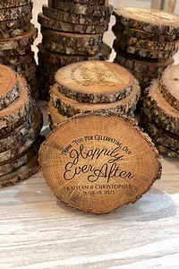 Personalized Wood Slice Coasters, Rustic Wedding Favors in Bulk - Etsy