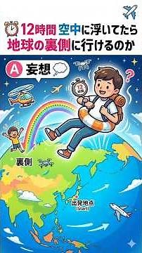 １２時間空中に浮き続けたら地球の裏側に行けるのか？コリオリの力と地球の大気の驚きの真実を1分間で解説！