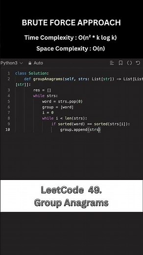 LeetCode 49 – Group Anagrams Brute Force Approach 🧩