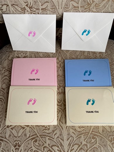 Baby Shower Thank You Cards - Stamped Baby Feet, Pink or Blue, Set of 10 - Etsy