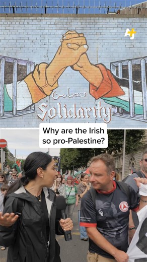 1.6M views · 91K reactions | The Irish are known for their unapologetic support for Palestinians, but what connects the two peoples? Dena Takruri speaks to Irish people about why they feel a sense of shared struggle with Palestinians. | AJ+ | Facebook
