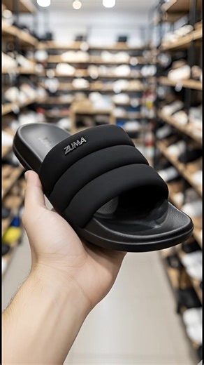 Zuma Women's Slide Puffy Sandals in Black