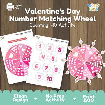 Valentine's Day Math Activity Counting 1-10 Number Match Cut and Paste
