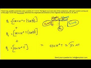 Three long parallel conductors carry currents of