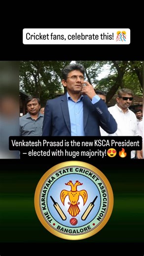 Bangalore Trending| Viral Videos on Instagram: "Massive news for Cricket fans! 🏏 Venkatesh Prasad has officially been elected as the new KSCA President after a sweeping victory, marking a powerful leadership change in Karnataka cricket history. 🎉 What happened? Former Indian fast bowler and cricket legend Venkatesh Prasad won the KSCA (Karnataka State Cricket Association) Presidential election with a huge majority along with his panel, bringing new hope for Bengaluru cricket, Karnataka cricket