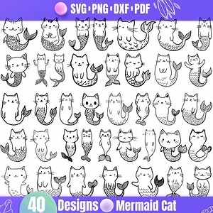 High Quality Mermaid Cat SVG Bundle, Mermaid Cat Dxf, Mermaid Cat Png, Mermaid Cat Vector, Mermaid Cat Clipart, Fish Cartoon Svg, Doodle Cat - Etsy UK