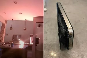 Home Security Camera Records iPhone 4 Battery Exploding While Charging Overnight