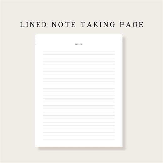 Simple Lined Notes Page PRINTABLE | Digital Planner, Minimalist Notebook Paper, Journal & Note-taking Pages - Etsy