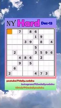 The New York Times Daily #Sudoku 2025-12-13 Hard #puzzle #games #education #braingames