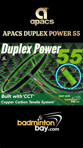 Apacs Duplex Power 55 Black Badminton Racket (10U) Worlds Lightest Badminton Racket