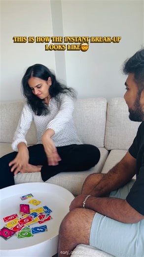 Ranjani & Anand 🥂 on Instagram: "Don’t try this at your HOME😂⛔️ Twist at the end💯 Share this with your UNO partners💁🏻‍♀️❤️ @uno Sort this out pls #unoflip #uno#reels#game#unoauno#unoflip#couple#love#insta#trending#fyp#fypage#tamil#explore#card #fyp#explore#ranjanand"