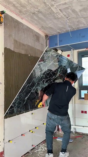 This Massive Slab Install Has Zero Margin for Error#StoneInstallation #ConstructionSkills