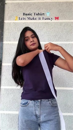1-Second T-Shirt Hack 🎀 | Easy DIY Ribbon Trick to Transform Your Basic Tee! #shorts#ytshorts