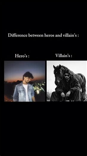 𝐓𝐚𝐫𝐮𝐧 𝐩𝐫𝐚𝐣𝐚𝐩𝐚𝐭 🇮🇳 on Instagram: "Difference between heros and villain's : #instagram #trending #brekup #relatable #reelitfeelit [ Villain id :- @0xtarun_ ]"