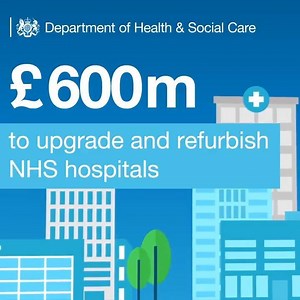 11K views · 106 reactions | We're upgrading and refurbishing NHS hospitals to help the NHS build back better. £600 million funding will be used to complete more than 1,800 projects by March next year. Click to read where these projects will take place  https://www.gov.uk/government/news/build-back-better-600-million-to-upgrade-and-refurbish-nhs-hospitals #OurNHS | Department of Health and Social Care - DHSC | Facebook