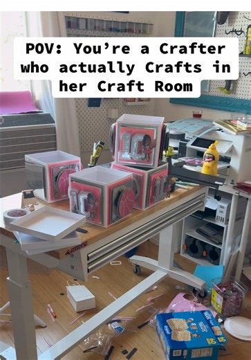 Started crafting at 7Pm, ended with burnt fingers at 1am. And I’ll be back at it today #craftroom #craftroomorganization #crafteoomcleanup #craftroomgoals #papercrafting
