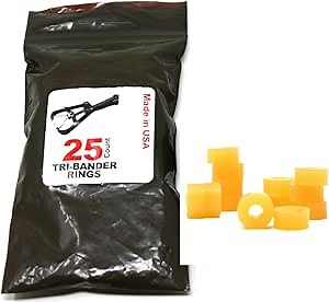 Castrating Bander Ring Bands 25 Count Yellow Made in USA Castrate Bands for Cattle Sheep Goat Compatible with Large Banding Tool