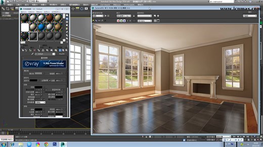3dsMax VRay 地面材质调节方法（打蜡木地板、大理石、鹅卵石、黑石地面、红木地板、刷漆木地板、亚光木地板）