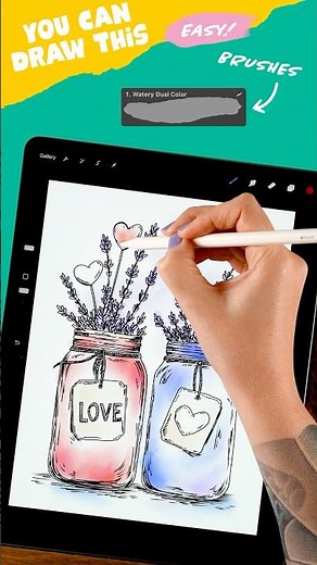 💕 Watercolor Love Jars Step by Step #artwithflo #procreatetutorial