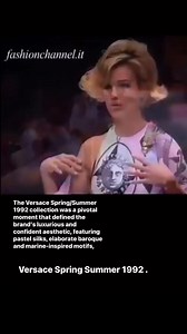 Versace Spring Summer 1992 .The Versace Spring/Summer 1992 collection was a pivotal moment that defined the brand's luxurious and confident aesthetic, featuring pastel silks, elaborate baroque and marine-inspired motifs, | Runwaymodel