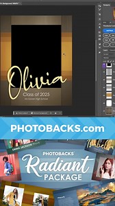 1K views |  Make Senior Pictures Shine Instantly with Photobacks!  Download the Radiant Package now at Photobacks.com! Easily create standout senior photos with our FAST and EASY Photoshop templates! Add your photo, customize colors, and update text in seconds using our Photoshop plugin. Perfect for printing and sharing online. #Photography #SeniorPictures #PhotoEditing #RadiantPackage #Photobacks #Photoshop | Photobacks | Facebook