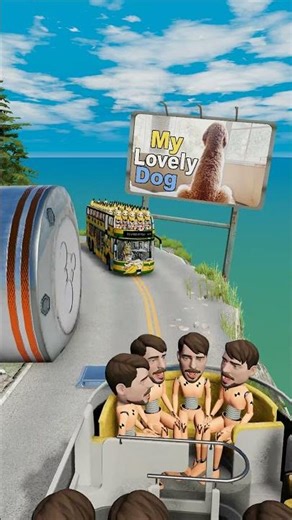 Long Colourful Capsule Buses vs Chained Bollard in BeamNG.drive