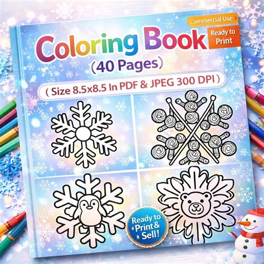 40 Snowflake Coloring Pages Bundle | Winter Mandala Coloring Pages | Cute & Creative Snowflake Designs | Printable Coloring Book JPG 8.5x8.5 - Etsy