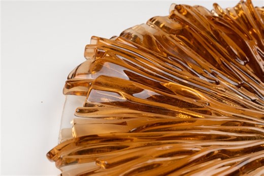 Fused Glass Round Wall Art Decor: Handmade Amber Glass Panel, 3D Home Accent - Etsy