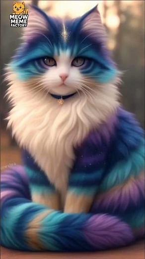 Magical Rainbow Cat 🌈 AI Color Changing Fluffy Cat#meowmemefactory #cat #shorts