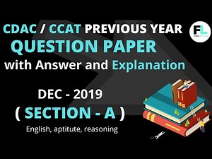 cdac ccat question paper 2019 with answer | ccat previous year question paper and answer SECTION (A)